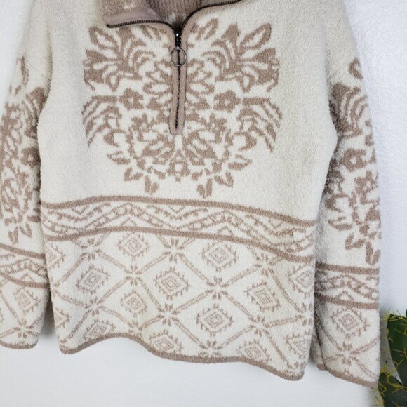 Knox Rose Bohemian Plush Sweatshirt 1/2 Zip Pullover size L Floral Ethnic - Picture 5 of 11